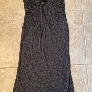 Express Metallic Ribbed Tank Top in Black and Silver